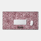 Pink Leopard Animal Print With Faux Foil And Name デスクマット (キーボード&マウス)