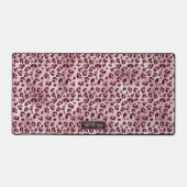 Pink Leopard Animal Print With Faux Foil And Name デスクマット (正面)