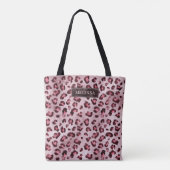 Pink Leopard Animal Print With Faux Foil And Name トートバッグ (裏面)