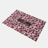 Pink Leopard Animal Print With Faux Foil And Name ドアマット (アングル)