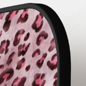 Pink Leopard Animal Print With Faux Foil And Name ピックルボールラケット (左詳細)