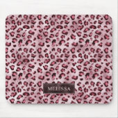 Pink Leopard Animal Print With Faux Foil And Name マウスパッド (正面)