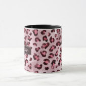 Pink Leopard Animal Print With Faux Foil And Name マグカップ (中央)