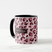Pink Leopard Animal Print With Faux Foil And Name マグカップ (正面左)