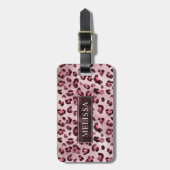 Pink Leopard Animal Print With Faux Foil And Name ラゲッジタグ (正面縦)