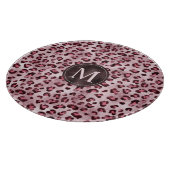 Pink Leopard Animal Print With Faux Foil Monogram カッティングボード (角)