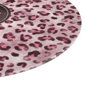 Pink Leopard Animal Print With Faux Foil Monogram カッティングボード (角)