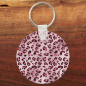Pink Leopard Animal Print With Faux Foil Monogram キーホルダー (裏面)