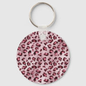 Pink Leopard Animal Print With Faux Foil Monogram キーホルダー (裏面)