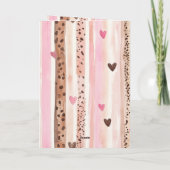 Pink Leopard Animal Stripes Hearts Blush Birthday カード (裏面)