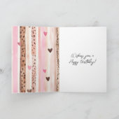 Pink Leopard Animal Stripes Hearts Blush Birthday カード (内部)