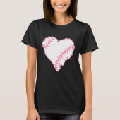 Pink Leopard Baseball Heart Baseball Fans Baseball Tシャツ (正面)