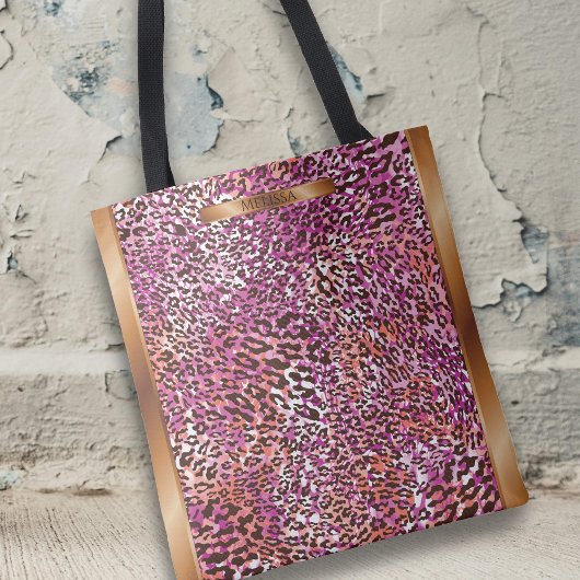 Pink Leopard Camo Animal Print Pattern  トートバッグ