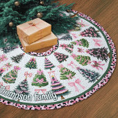 Pink leopard coquette christmas trees custom ブラッシュドポリエステルツリースカート