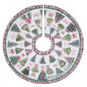 Pink leopard coquette christmas trees custom ブラッシュドポリエステルツリースカート (正面)