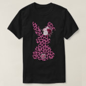 Pink Leopard Easter Bunny Ribbon Cute Rabbit Women Tシャツ (デザイン正面)