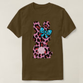 Pink Leopard Easter Bunny Ribbon Cute Rabbit Women Tシャツ (デザイン正面)
