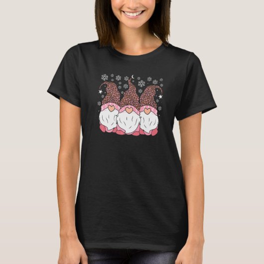 Pink Leopard Hat Gnomes Christmas Day Women's Appa Tシャツ (正面)