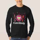 Pink Leopard Loved Lunch Lady Hearts Valentine's D Tシャツ (正面)