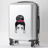 Pink Leopard Messy Bun Sticker – 2–14" Vinyl Stick シール (スーツケース)