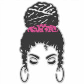Pink Leopard Messy Bun Sticker – 2–14" Vinyl Stick シール (正面)