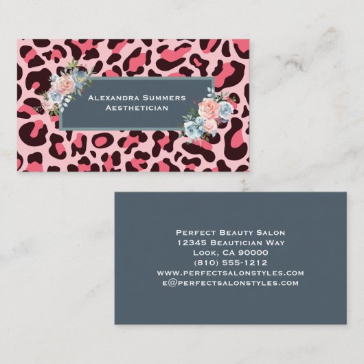 Pink Leopard Print名刺 名刺 (正面/裏面)