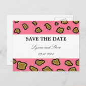 Pink Leopard Print日付の保存 案内ポストカード (正面/裏面)