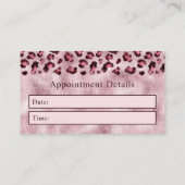 Pink Leopard Print And Faux Foil Appointment Card 名刺 (裏面)