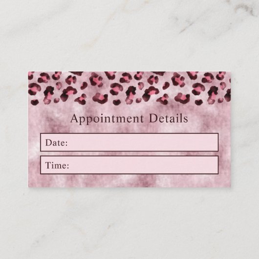 Pink Leopard Print And Faux Foil Appointment Card 名刺 (裏面)