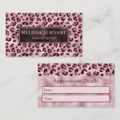 Pink Leopard Print And Faux Foil Appointment Card 名刺 (正面/裏面)