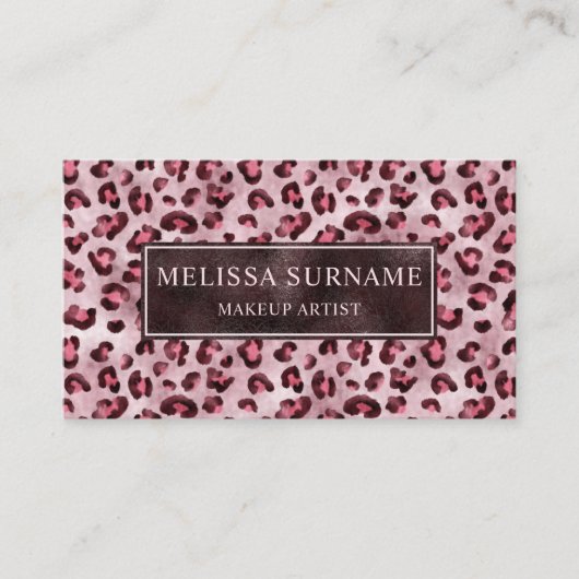 Pink Leopard Print And Faux Foil Appointment Card 名刺 (正面)