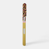 Pink Leopard Print and Gold Foil iPhone Case iPhone 16ケース (右側面)