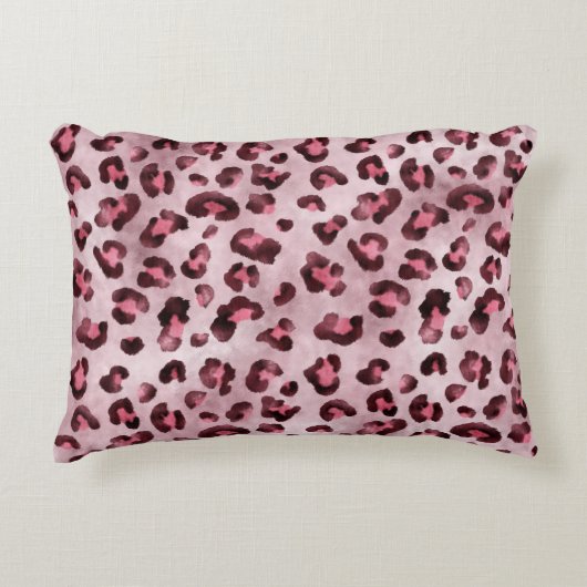 Pink Leopard Print Artistic Wild Cat Fur Texture アクセントクッション (正面)