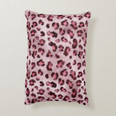 Pink Leopard Print Artistic Wild Cat Fur Texture アクセントクッション (裏面(縦))
