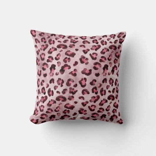 Pink Leopard Print Artistic Wild Cat Fur Texture クッション (正面)