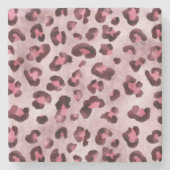 Pink Leopard Print Artistic Wild Cat Fur Texture ストーンコースター (正面)