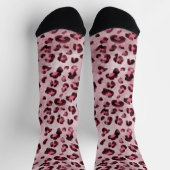 Pink Leopard Print Artistic Wild Cat Fur Texture ソックス (上部)