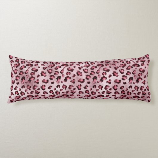 Pink Leopard Print Artistic Wild Cat Fur Texture ボディピロー (正面)