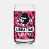 Pink Leopard Print Librarian Name ガラス缶 (正面)