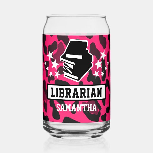 Pink Leopard Print Librarian Name ガラス缶 (正面)