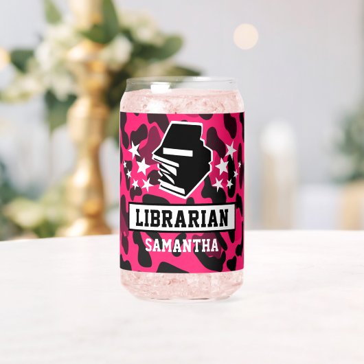 Pink Leopard Print Librarian Name ガラス缶 (インサイチュ (ウェディング))
