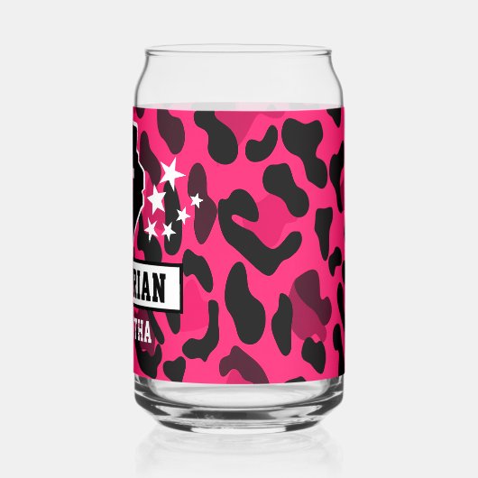 Pink Leopard Print Librarian Name ガラス缶 (左)