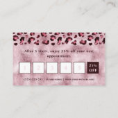 Pink Leopard Print Makeup Artist Loyalty Card 名刺 (裏面)