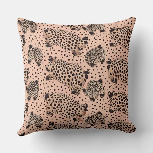 Pink Leopard Print Pattern – Chic Animal クッション (裏面)