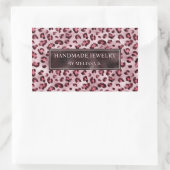 Pink Leopard Print With Faux Foil And Custom Text 長方形シール (バッグ)