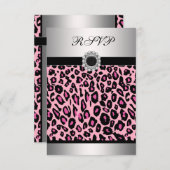 Pink Leopard RSVPテンプレート 出欠カード (正面/裏面)