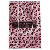 Pink Leopard Small Business Product Packaging ミディアムペーパーバッグ (裏面)