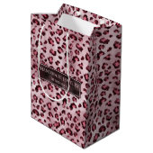 Pink Leopard Small Business Product Packaging ミディアムペーパーバッグ (裏面アングル)