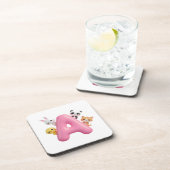 Pink Letter A Forest Animals Coaster Set コースター (右側)