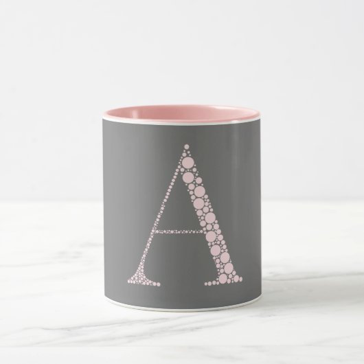 Pink Letter A Mug – Light Pink Minimal Monogram マグカップ (中央)